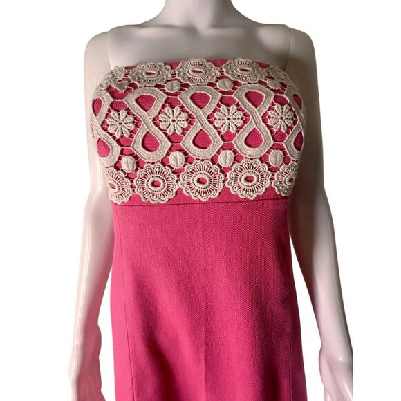 Lilly Pulitzer Bowen Dress Bodice Hotty Pink Crochet Style 78374 Womens Sz. 10 - Picture 5 of 16